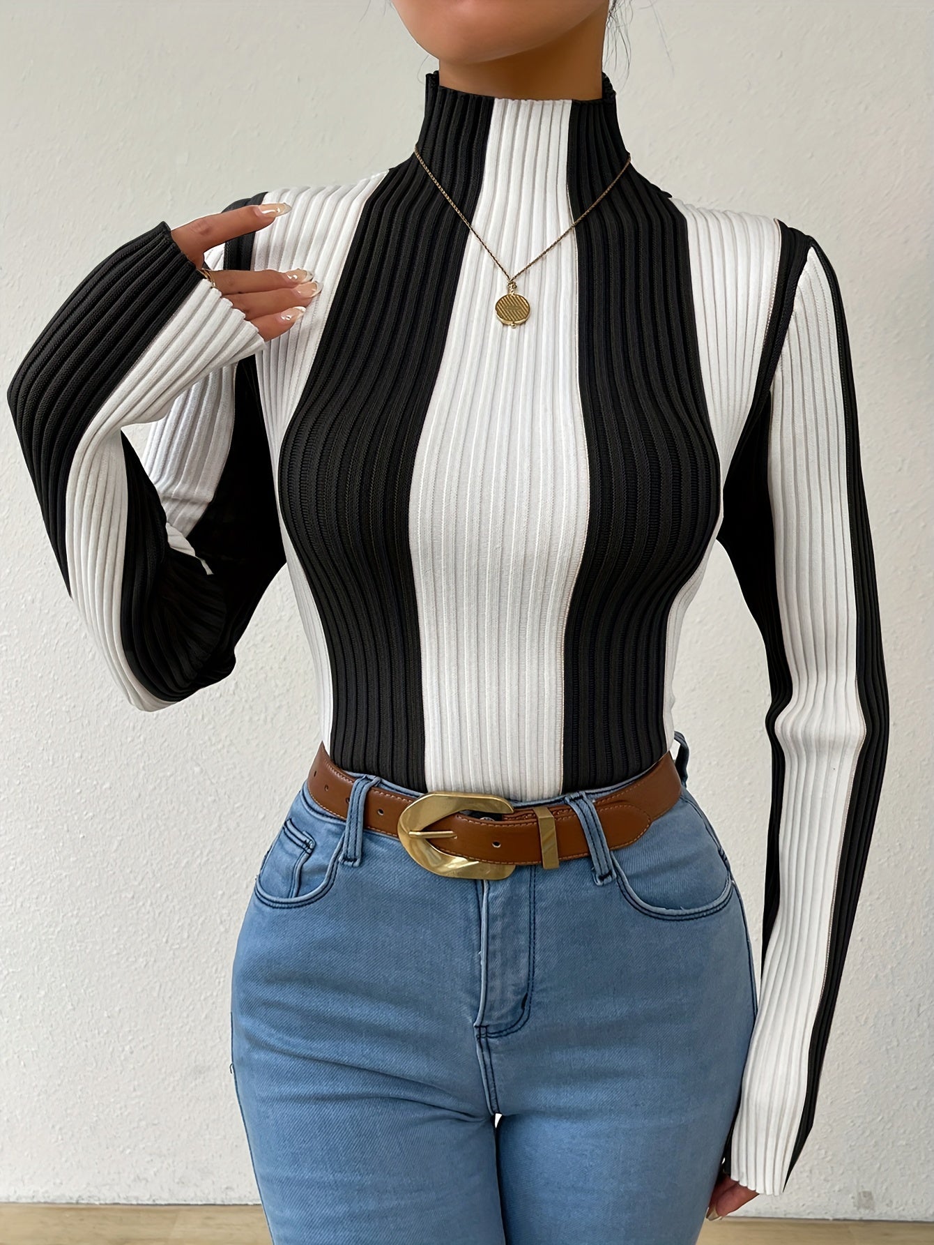 Woman | Stripe Color Block Sweater