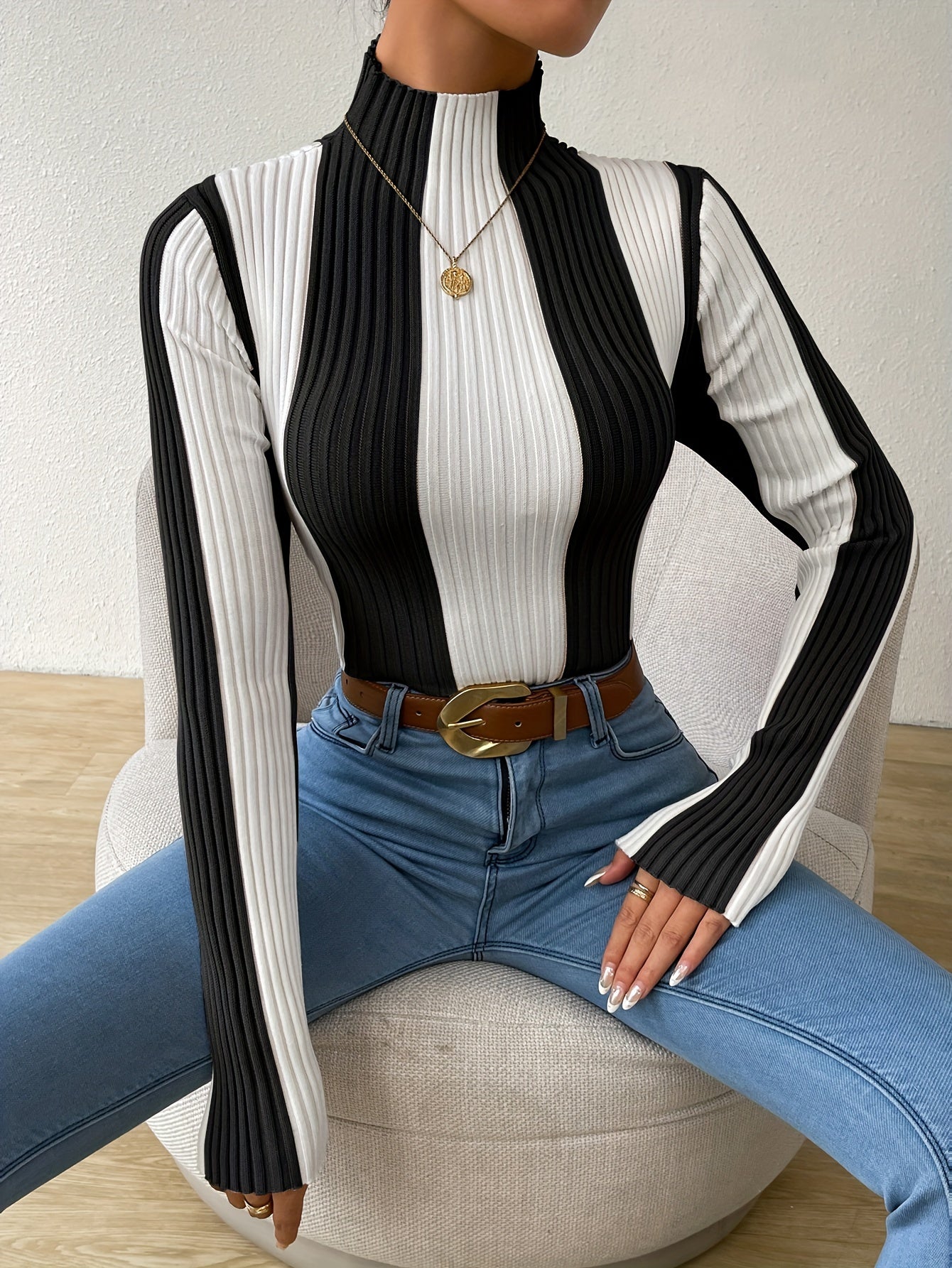 Woman | Stripe Color Block Sweater