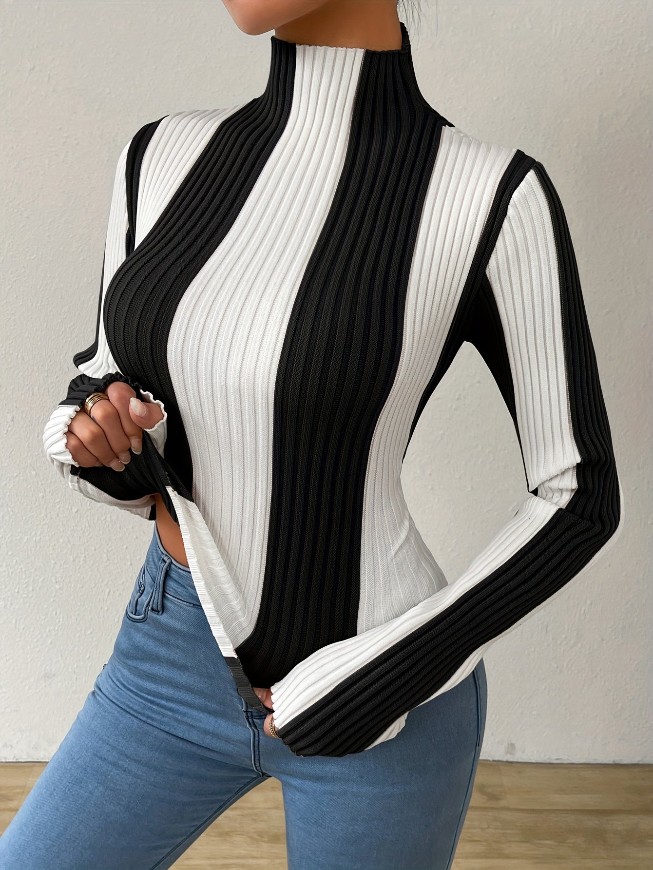 Woman | Stripe Color Block Sweater