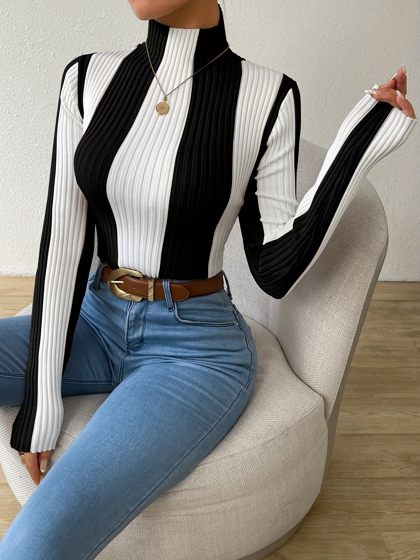 Woman | Stripe Color Block Sweater