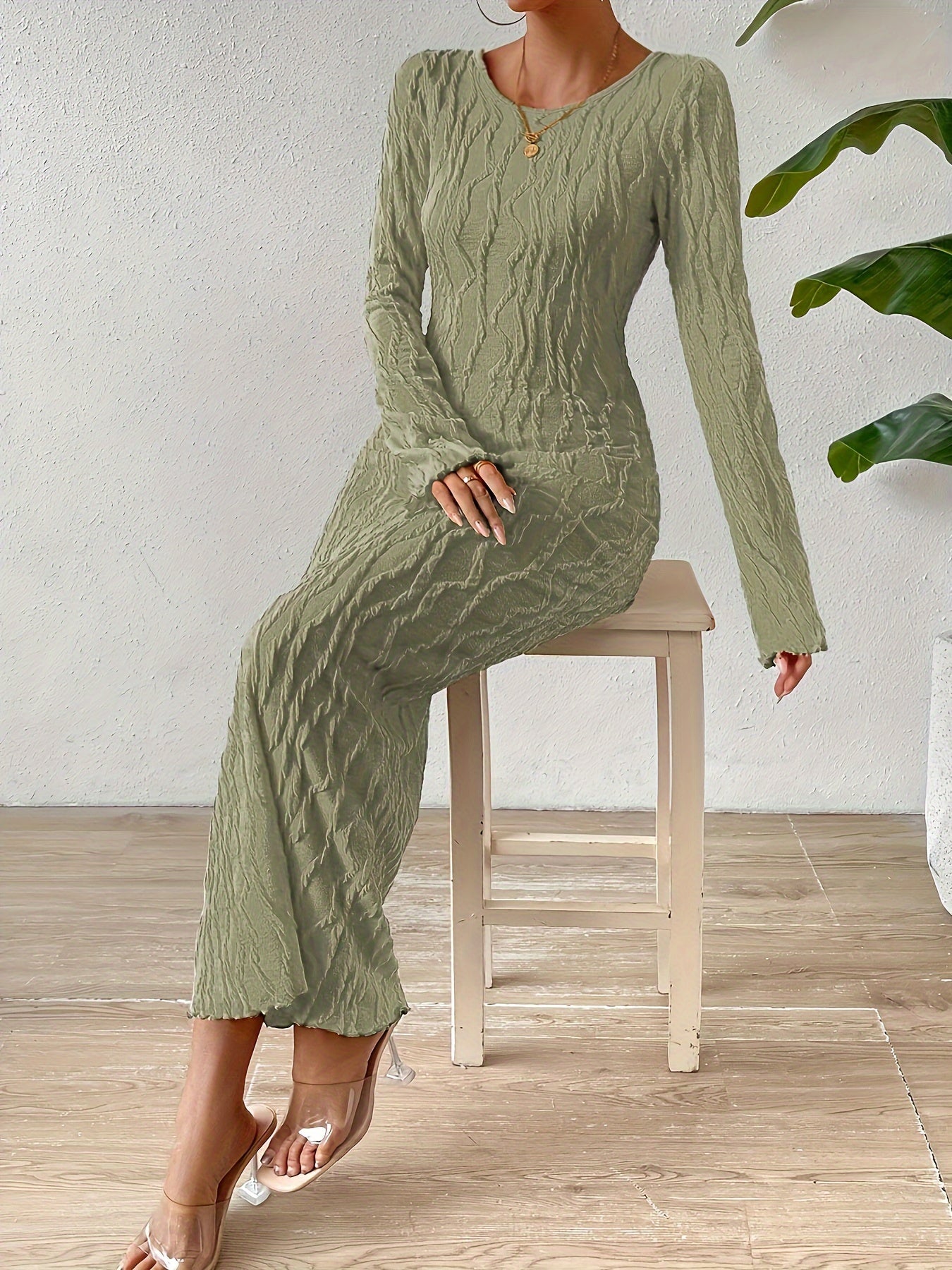 Isabella | Textured Crew Neck Dress